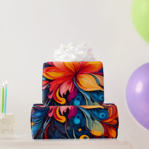 Bold Floral Abstract & Psychedelic Petals Wrapping Paper