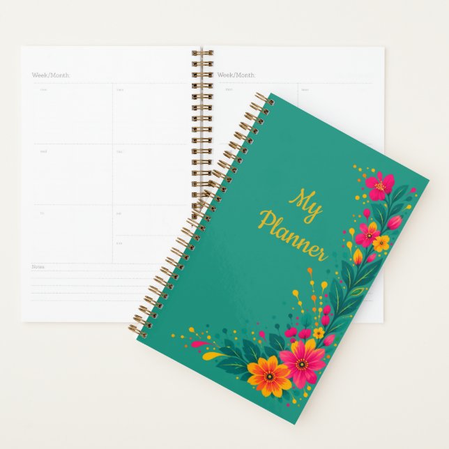 Bold Floral and Teal Planner (Display)