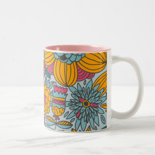 Bold Floral and Vines Two-Tone Coffee Mug