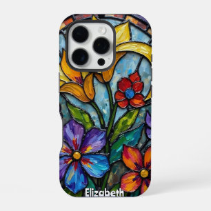 Bold Floral Art in Glass iPhone 16 Pro Case