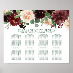 Bold Floral   Botanical Vibrant Self Seating Chart