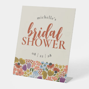 Bold Floral Bridal Shower or Wedding Pedestal Sign