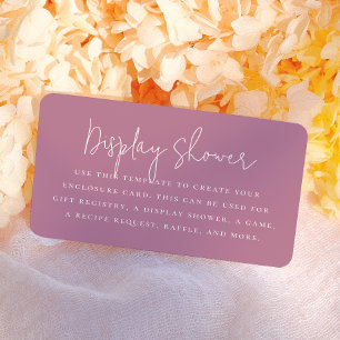 Bold Floral Calligraphy Purple Bridal Shower Enclosure Card