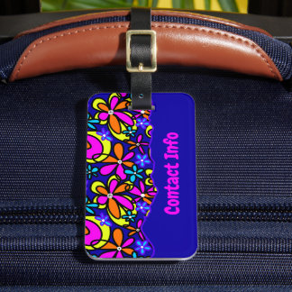 Bold Floral Contact Information Luggage Tag