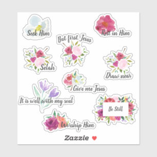 Bold Floral Devotional Christian Journal Stickers
