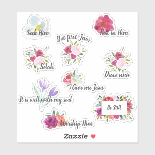 Bold Floral Devotional Christian Journal Stickers (Sheet)