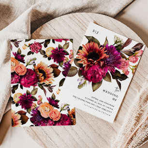Bold Floral   Dramatic and Elegant Wedding Invitation