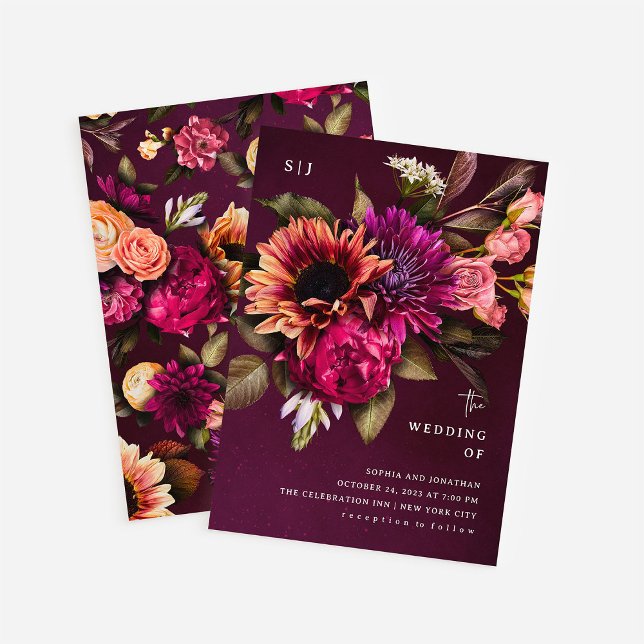 Bold Floral | Dramatic and Elegant Wedding Invitation (Creator Uploaded)