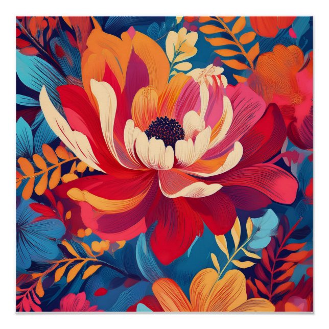 Bold Floral Explosion – Colorful Nature Art Poster (Front)