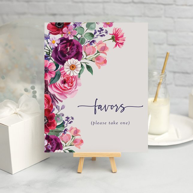Bold Floral Favours Wedding Poster (Bold Watercolor Floral Favors Wedding Poster by Painted Paperie
)