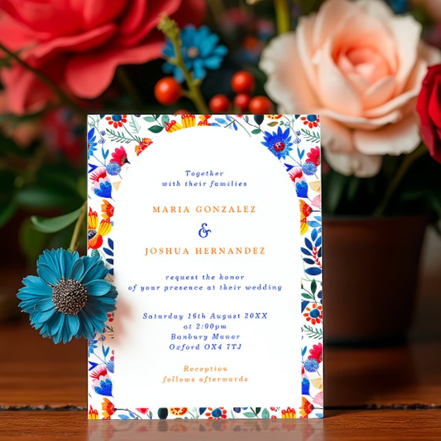Bold Floral Folk Fiesta Wedding  Invitation (Creator Uploaded)
