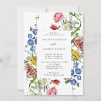 Bold Floral Frame Dutch Flowers Wedding Invitation