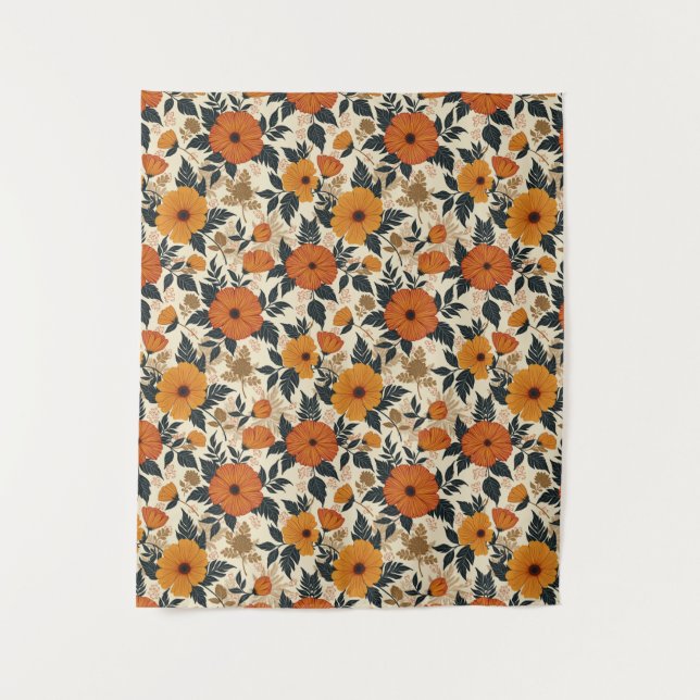 Bold Floral Geometry Backdrop Tapestry (Front)