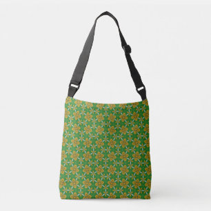Bold Floral Geometry in Green and Yellow Crossbody Bag