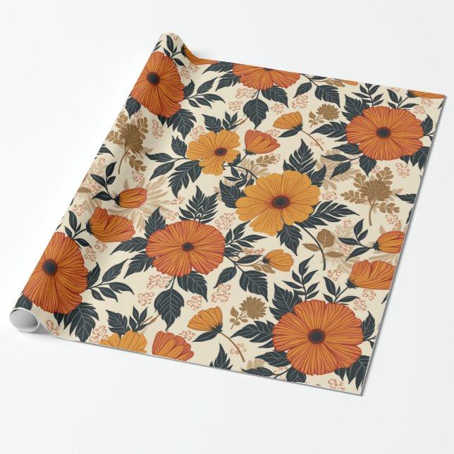 Bold Floral Geometry Wrapping Paper (Unrolled)