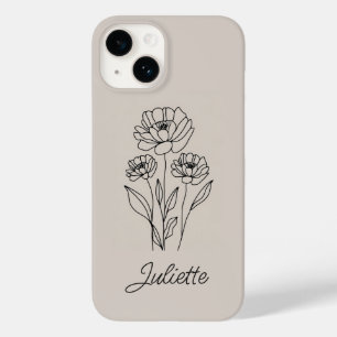Bold Floral Line Art Minimalist Case-Mate iPhone 14 Case