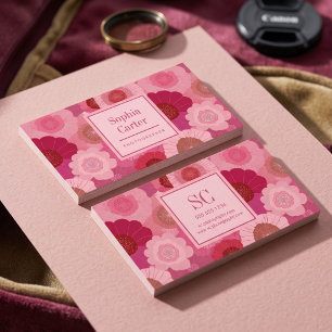 Bold Floral Monogram Design Business Card