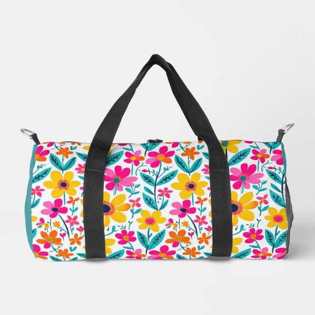 Bold Floral Painterly Duffle Bag (Front)