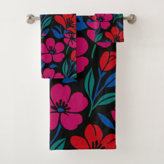 Bold Floral Pattern Bath Towel Set