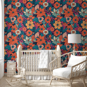 Bold Floral Pattern Modern Flower Peel and Stick Wallpaper
