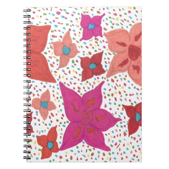 Bold Floral Pattern Spiral Notebook (Front)