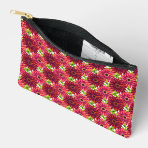 Bold Floral Pattern with Butterflies Vibrant Red Accessory Pouch