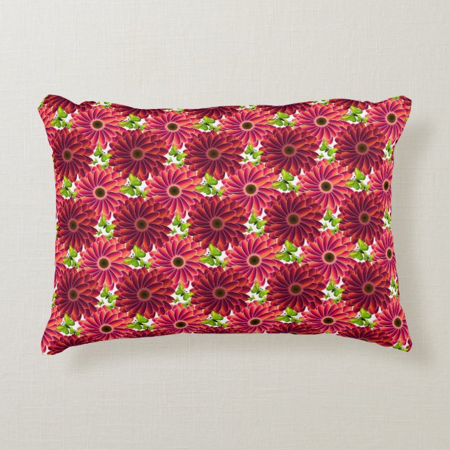 Bold Floral Pattern with Butterflies | Vibrant Red Decorative Cushion (Front)