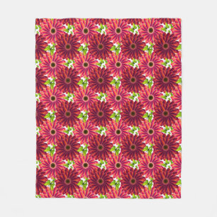 Bold Floral Pattern with Butterflies   Vibrant Red Fleece Blanket