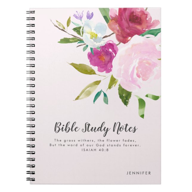 Bold Floral Personalised Bible Study Notebook (Front)