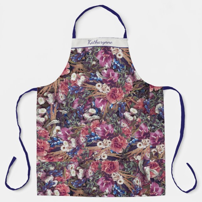 Bold Floral Photography Pattern Personalised Apron (Front)