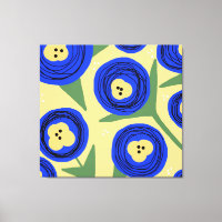 Bold Floral Poppies Yellow Blue Abstract Doodles
