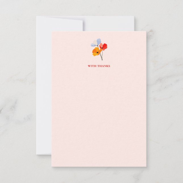 Bold Floral Poppy Thank You Cards (Front)