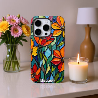Bold Floral Stained Glass Quartet iPhone 16 Pro Case