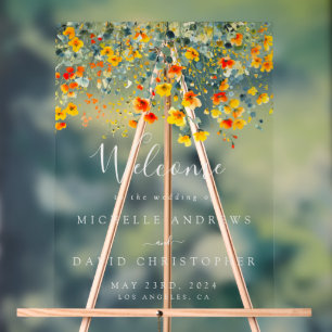 Bold Floral Wedding Acrylic Sign