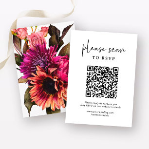 Bold Floral Wedding   RSVP with QR Code Enclosure Card