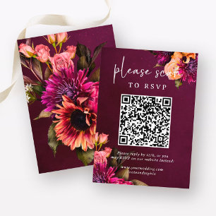 Bold Floral Wedding   RSVP with QR Code Enclosure Card