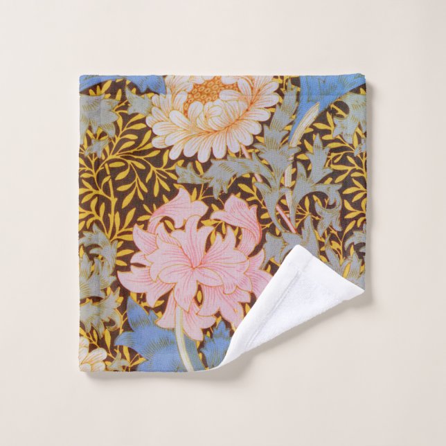 Bold Floral Wm Morris Design Add a Name Bath Towel Set (Wash Cloth)