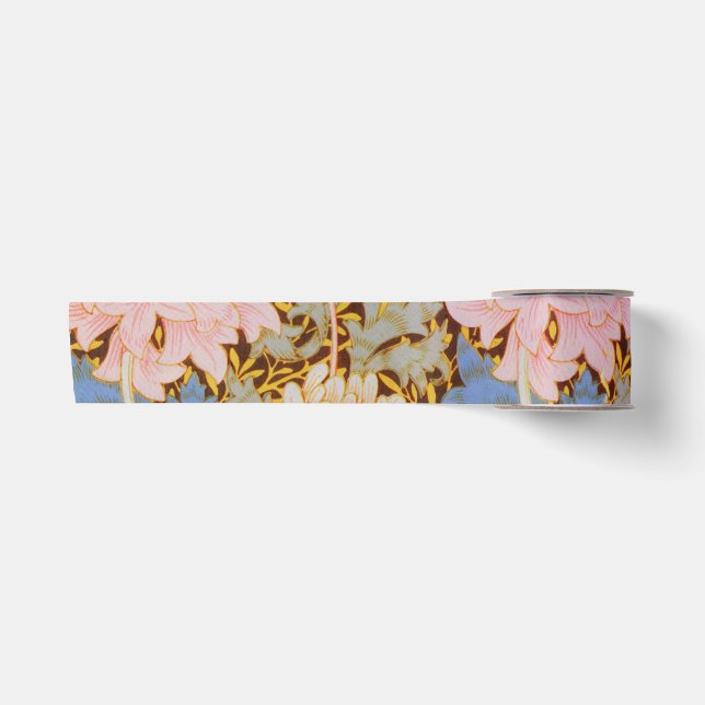 Bold Floral Wm Morris Design Satin Ribbon (Front)