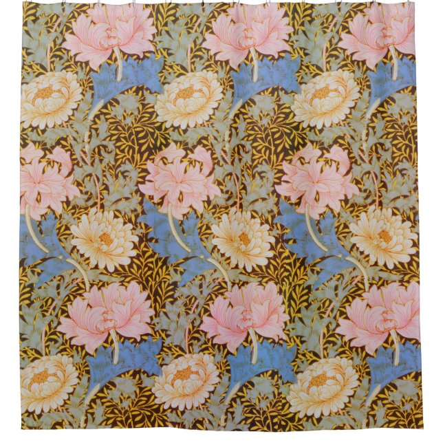 Bold Floral Wm Morris Design Shower Curtain (Front)
