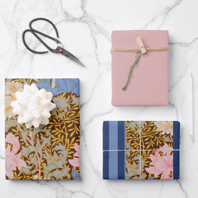 Bold Floral Wm Morris Design Wrapping Paper Sheet (Front)