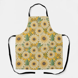 Bold Floral Yellow Sunny Sunflower Garden Apron