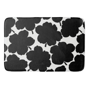 Bold Florals Monochrome Black & White Bath Mat