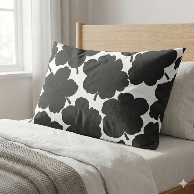 Bold Florals Monochrome Black & White Pillowcase (Creator Uploaded)