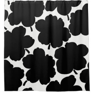 Bold Florals Monochrome Black & White Shower Curtain