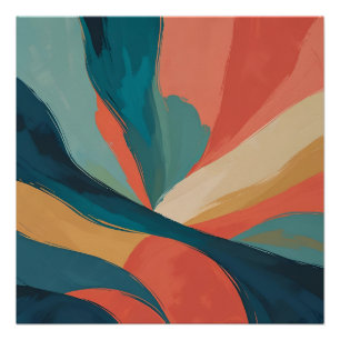 Bold Flow – Abstract Brushstroke Art in Teal, Cora Poster