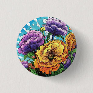 Bold flower badge, pin, button