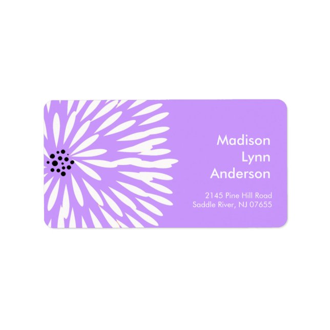 Bold Flower on Brown Return Address Labels. Label (Front)