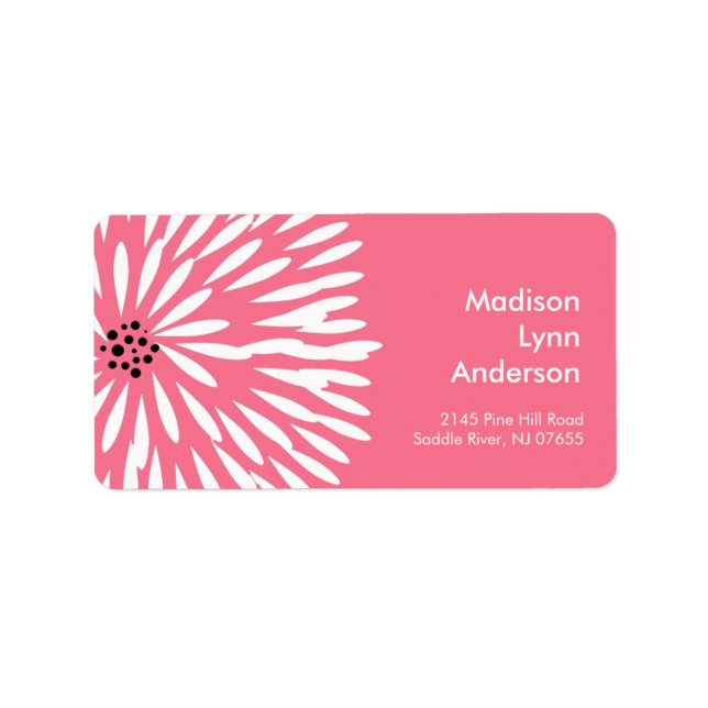 Bold Flower on Brown Return Address Labels. Label (Front)
