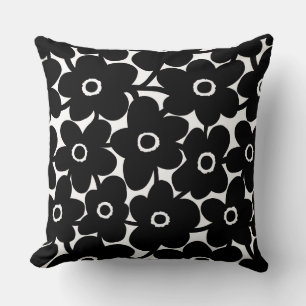Bold Flowers - Black Cushion