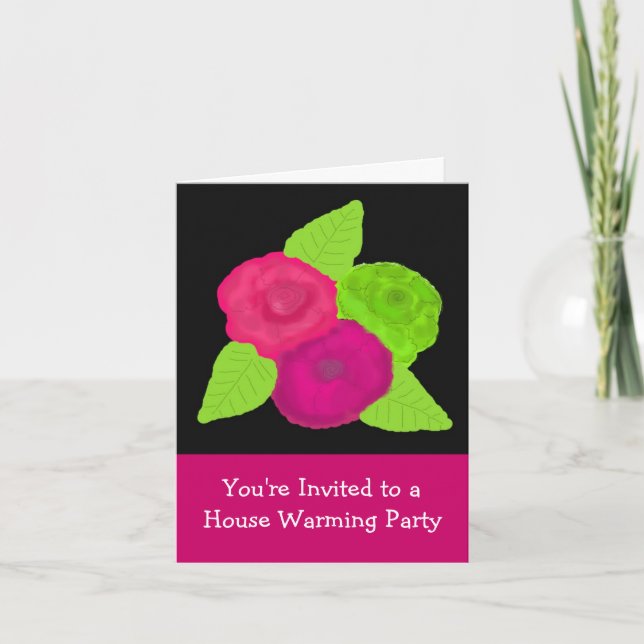 Bold Flowers House Warming Party Invitation (Front)